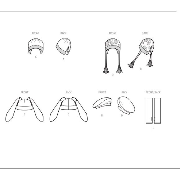 Simplicity Pattern 9871 Knit Hats Beanie Beret Bunny Ears Arm Warmers Sizes S-L - Picture 7 of 7